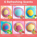 Bath Bombs for Women – Jumbo 7oz Bathbomb Set, 6 Extra Large Fizzies, Colorful - Image 2