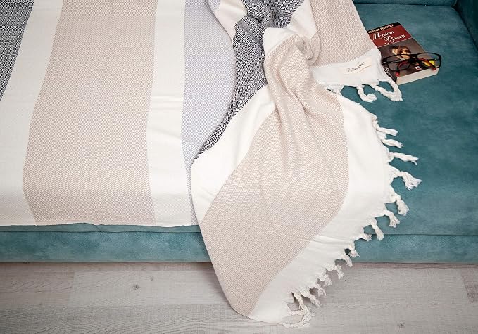Bersuse 100% Cotton Aspendos XL Throw Blanket - Image 4