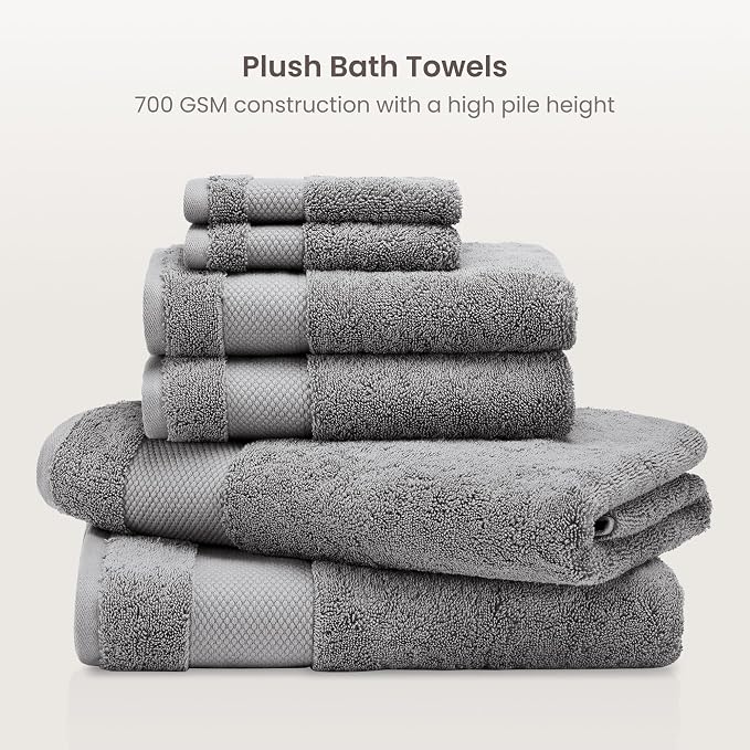 BIOWEAVES 100% Organic Cotton 700 GSM Plush 6-Piece Towel Set GOTS Certified - Image 2