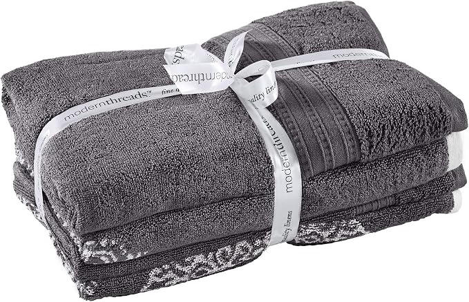 Modern Threads 6 Piece Reversible Yarn Dyed Jacquard Towel Set Artesia Damask - Image 4