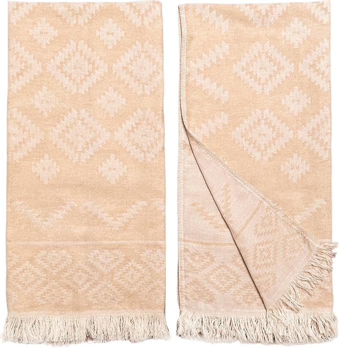 RAY SILVER Aztec Turkish Hand Towels Set of 2 100% Cotton Peshtemal Soft Feel by RaySilver