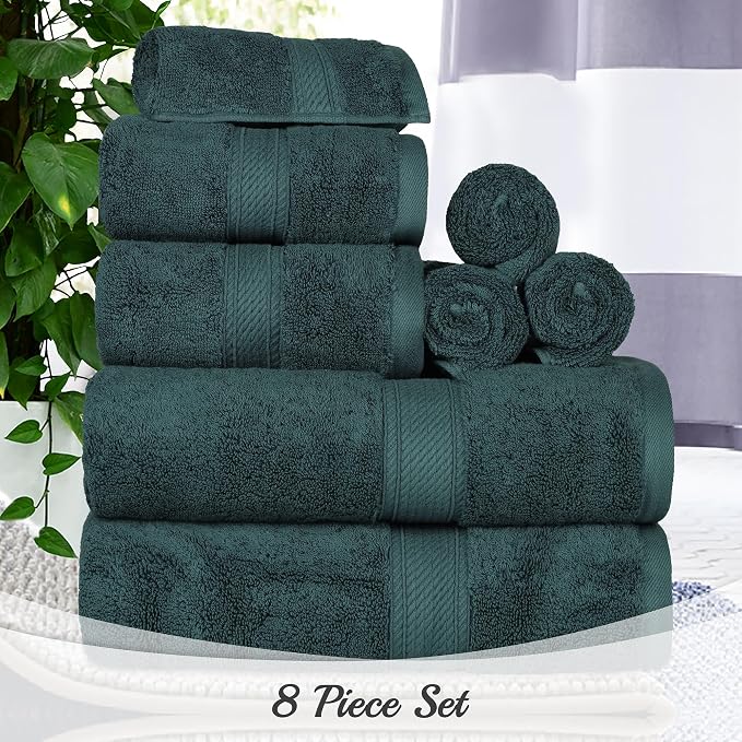 SUPERIOR Egyptian Cotton Pile 8 Piece Towel Set, Includes 2 Bath, 2 Hand - Image 3