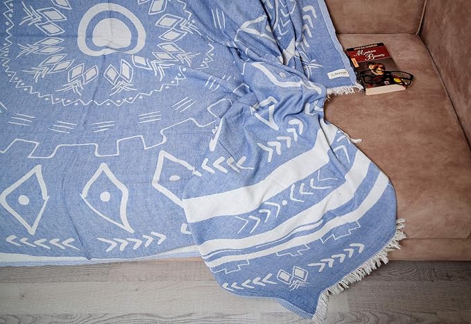 Bersuse 100% Cotton Kona XL Throw Blanket Turkish Towel Beach Blanket - Image 4