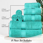 SUPERIOR Egyptian Cotton Pile 8 Piece Towel Set, Includes 2 Bath, 2 Hand - Image 4