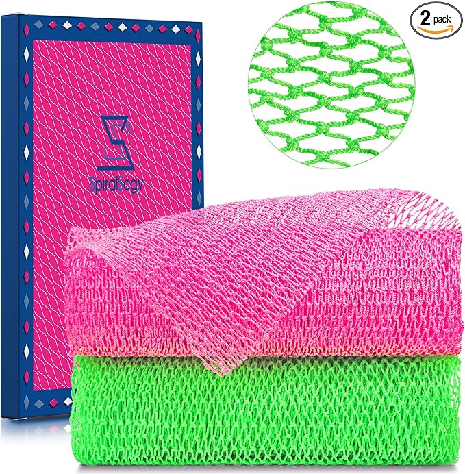 2 Pieces African Net Sponge – Real Authentic Exfoliating Bath Sponges by SpiralScgv