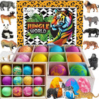 Bath Bombs for Kids with Surprise Inside- 12 pk Kids Bath Bombs with Jungle Toys by MineralMeCalifornia