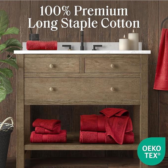Madison Park 800GSM Bathroom Towel Set of 8 100% Cotton Bath Towel Set - Image 2
