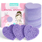 60-Count Kickleen Compressed Cellulose Heart Shape Facial Sponges | Natural by KICKLEEN