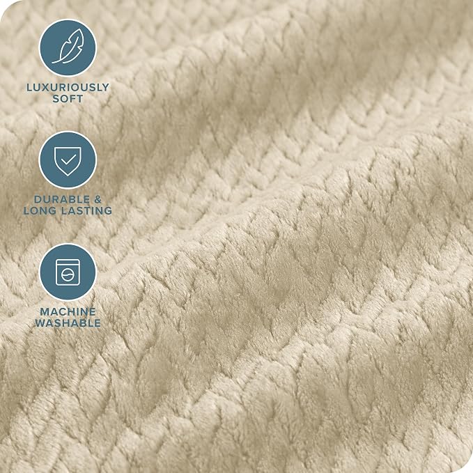 Bare Home Textured Fleece Blanket - Image 3