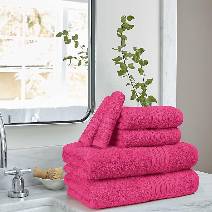 BOUTIQUO 6 Pack Cotton Towel Set, Contains 2 Bath Towels 28x55 inch, 2 Hand - Image 3