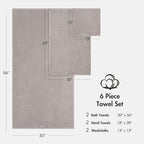 Madison Park Bathroom Towel Set of 6 Diagonal Ribbed, 500 GSM - Image 9