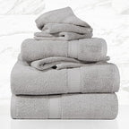 SUPERIOR Solid Egyptian Cotton Towel Set, Washcloths 13” x 13”, Hand Towels 20” - Image 2