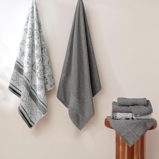 Modern Threads Floral Trail 6-Piece 100% Cotton Towel Set – Reversible Yarn - Image 2