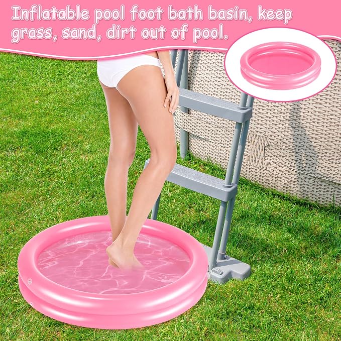 2 Pack Pink Inflatable Pool Foot Bath Basin, Swimming Pool Clean Feet, Foot - Image 3