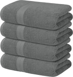 Avalon Towels Grey Bath Towels Set of 4 pcs, 100% Cotton Towel Absorbent and by AvalonTowels
