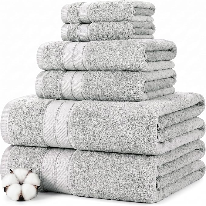 Modern Threads - Spun Loft 6-Piece 100% Combed Cotton Towel Set - Bath Towels by ModernThreads