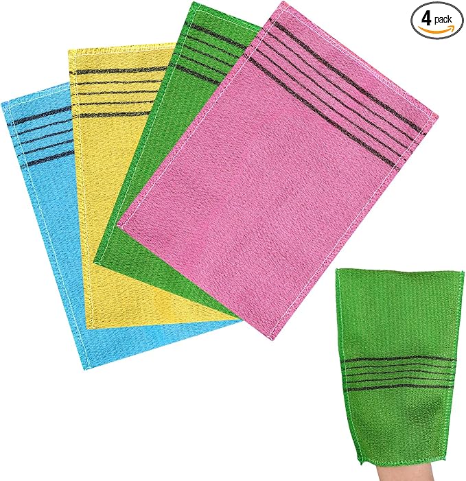 Korean Exfoliating Mitt 4PCS Exfoliating Gloves Body Scrubber Large Korean by Yookat