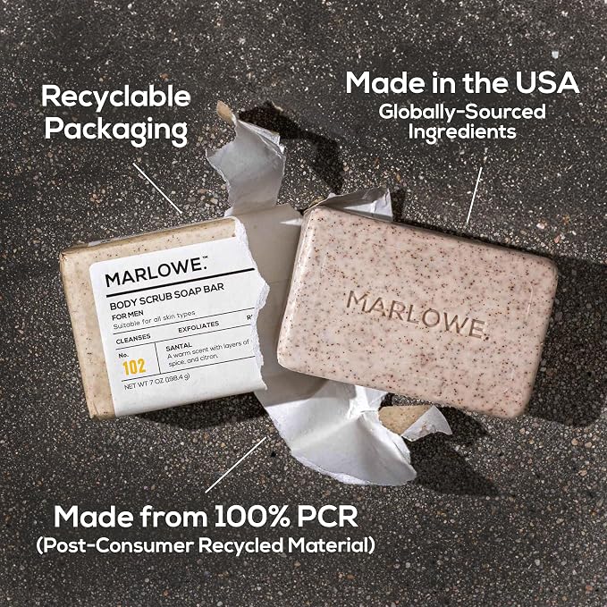 MARLOWE. No. 102 Body Scrub Soap 7 oz, Exfoliating Soap Bar - Image 8