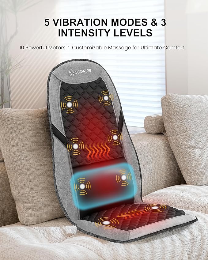 COMFIER Back Massager with Heat, Massage Chair Mat with Adjustable Lumbar - Image 5