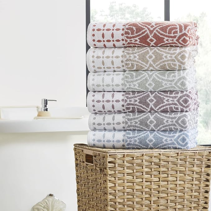 Modern Threads Monroe 6-Piece 100% Cotton Towel Set – Reversible Yarn Dyed - Image 4