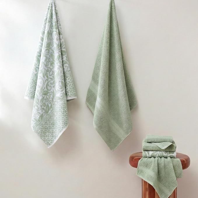 Modern Threads Botanical Vine 6-Piece 100% Cotton Towel Set – Reversible Yarn - Image 2