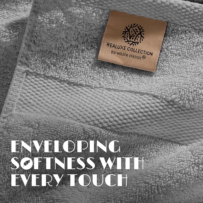 White Classic Light Gray Washcloths Set - Image 3