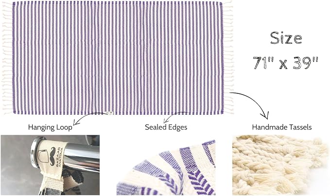 Bazaar Anatolia Turkish Beach Towel – 100% Cotton, Quick Dry, Sand Free Decor - Image 3