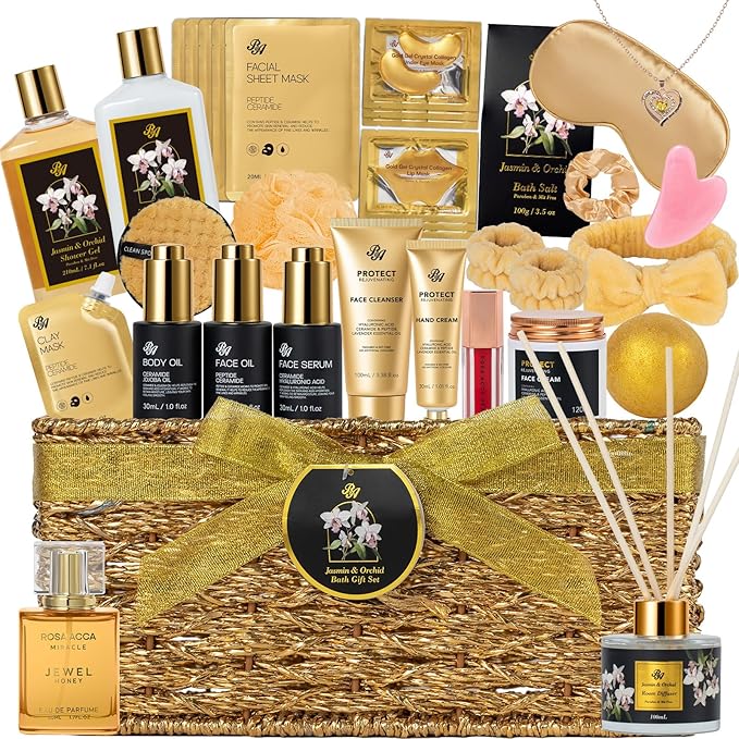 35 Pcs Mothers Day Gifts for Mom, Orchid Spa Gift Basket for Women, Self-Care by RAROSAACCA