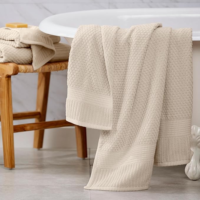 NY Loft 100% Cotton Bath Towel 4 Pack | Super Soft & Absorbent Quick-Dry Bath - Image 8