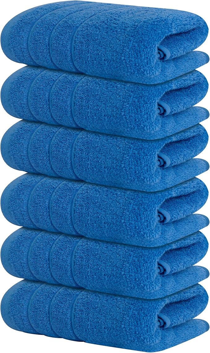 Tens Towels Pack of 6 Hand Towels, 100% Cotton, Lighter Weight, Quick to Dry by TensTowels