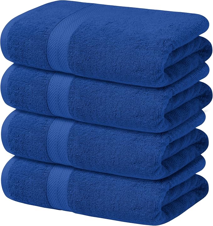Avalon Towels Blue Bath Towels Set of 4 pcs, 100% Cotton Towel Absorbent and by AvalonTowels