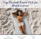 Cacala Lightweight and Thin Turkish Beach Towel 100% Cotton Sand-Free and - Image 3