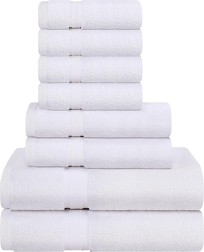 Towel and Linen Mart White Towel Sets, 2 Bath Towels 2 Hand Towels and 4 by T+%26+L+Towel+and+Linen+Mart