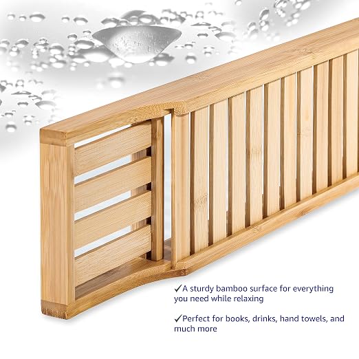 Bamboo Large 28.7" Long Slatted Bathtub Tray - Image 3