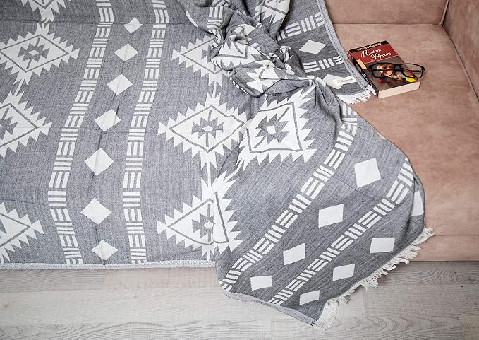 Bersuse 100% Cotton Belize XL Throw Blanket Turkish Towel Beach Blanket - Image 3