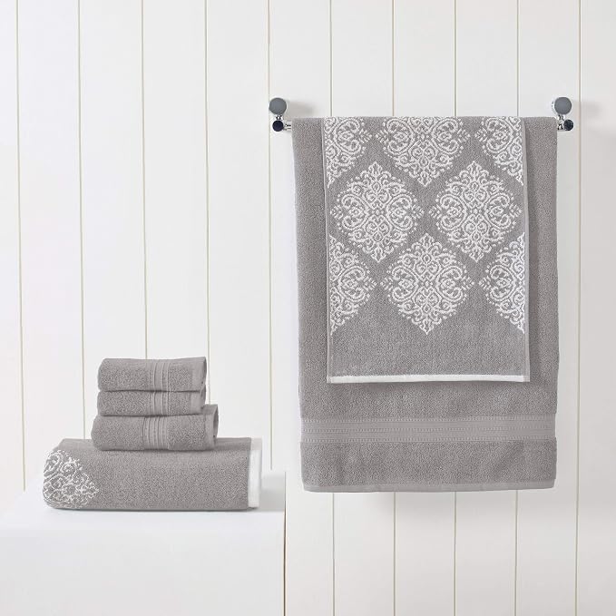 Modern Threads 6 Piece Reversible Yarn Dyed Jacquard Towel Set Artesia Damask - Image 2