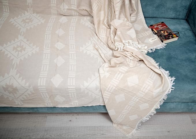 Bersuse 100% Cotton Belize XL Throw Blanket Turkish Towel Beach Blanket - Image 3