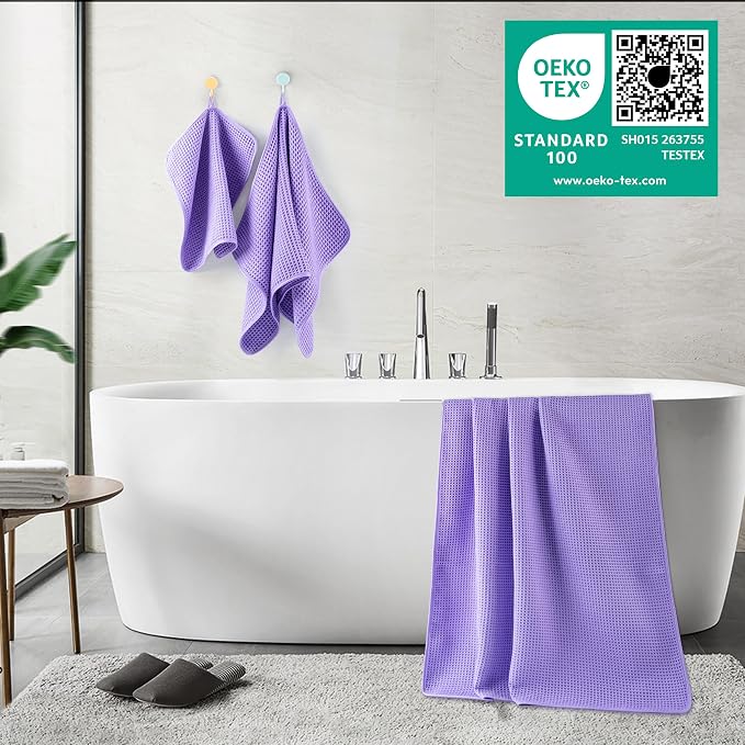 POLYTE 430 GSM Microfiber Quick Dry Lint Free Oversize Bath Towel Set, 6 Piece - Image 4