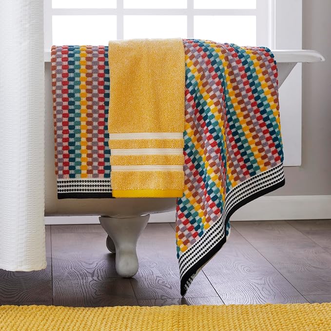 SKL Home Mid-Century Cotton Bath Towel, 450 GSM, Soft & Absorbent Jacquard - Image 4