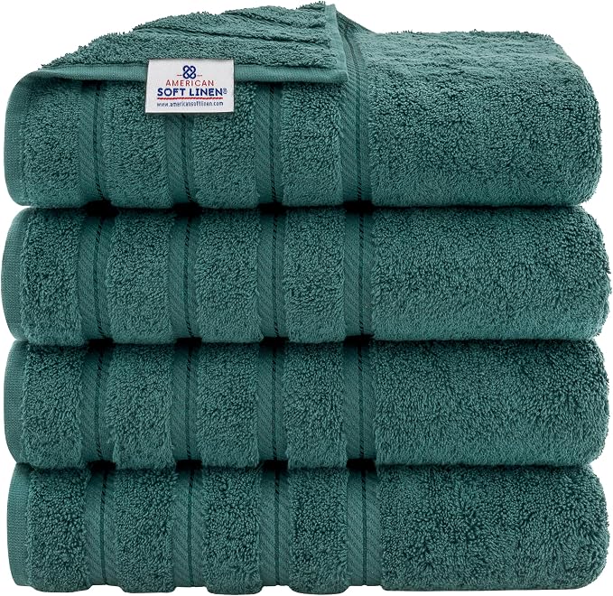 American Soft Linen Luxury 4 Piece Bath Towel Set, 600 GSM 100% Cotton Turkish by AmericanSoftLinen