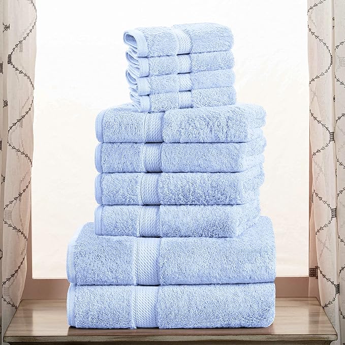 SUPERIOR Egyptian Cotton Pile 10 Piece Towel Set, Includes 2 Bath, 4 Hand by SUPERIOR