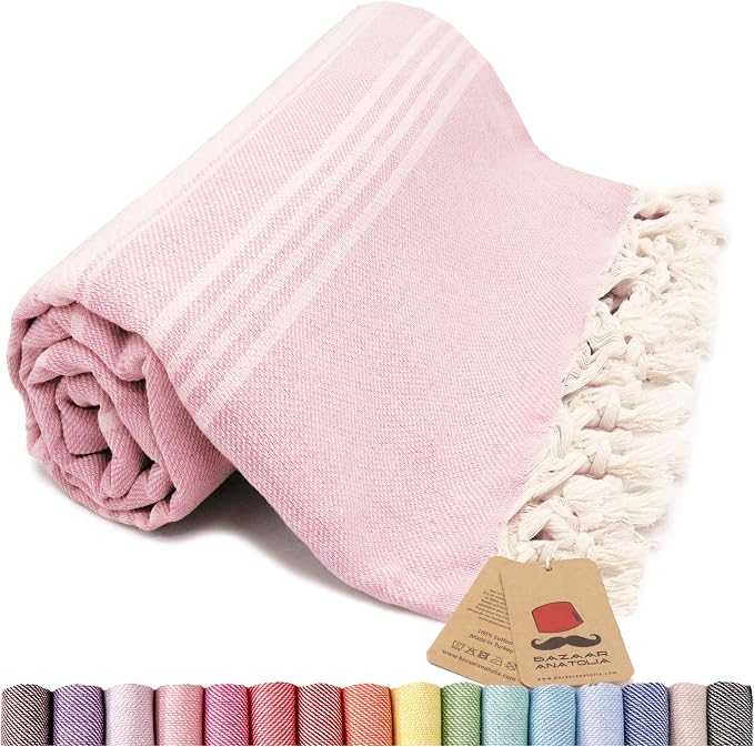 Bazaar Anatolia Turkish Beach Towel – 100% Cotton, Quick Dry, Sand Free Towel by BazaarAnatolia