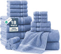 LANE LINEN Bathroom Towels Set of 18 – Zero Twist, 100% Mercerized Cotton Towel by LaneLinen