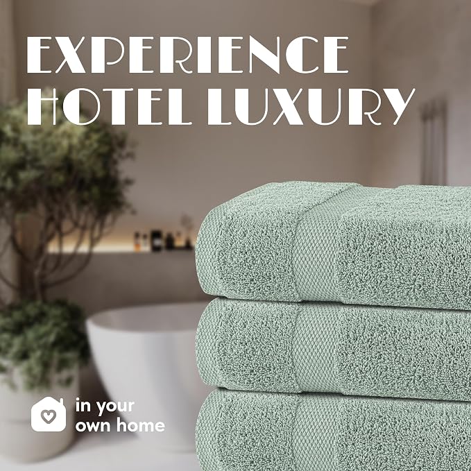 White Classic Wealuxe Green Bath Towels 24x50 Inch, Cotton Towel Set - Image 7