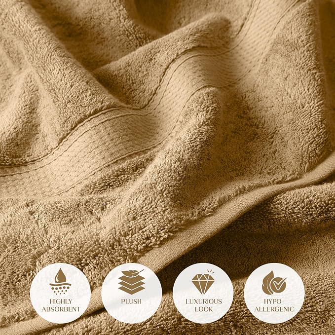 SUPERIOR Egyptian Cotton Pile Bath Towel Set of 2, Ultra Soft Luxury Towels - Image 7