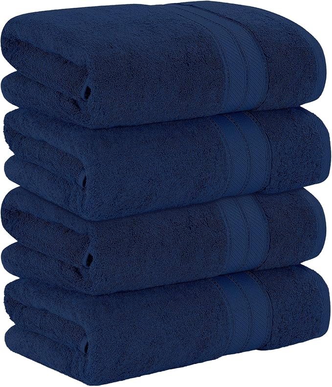 Modern Threads 4-Pack SpunLoft Bath Sheet Navy 35x66 - Image 3