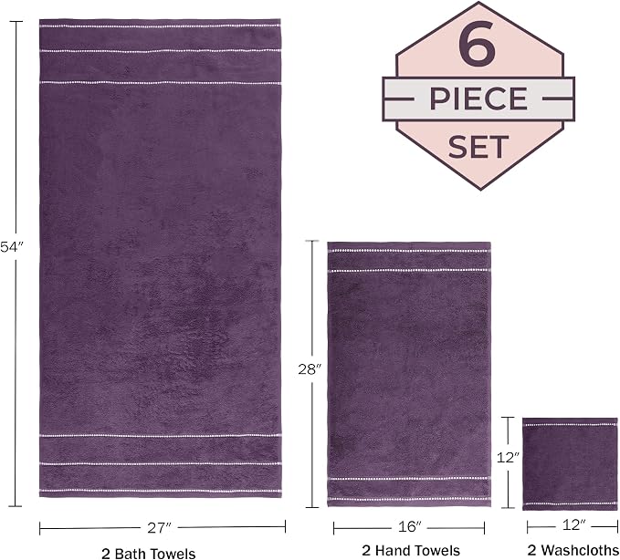 Lavish Home 6 Piece Bathroom Towels Set - Image 3