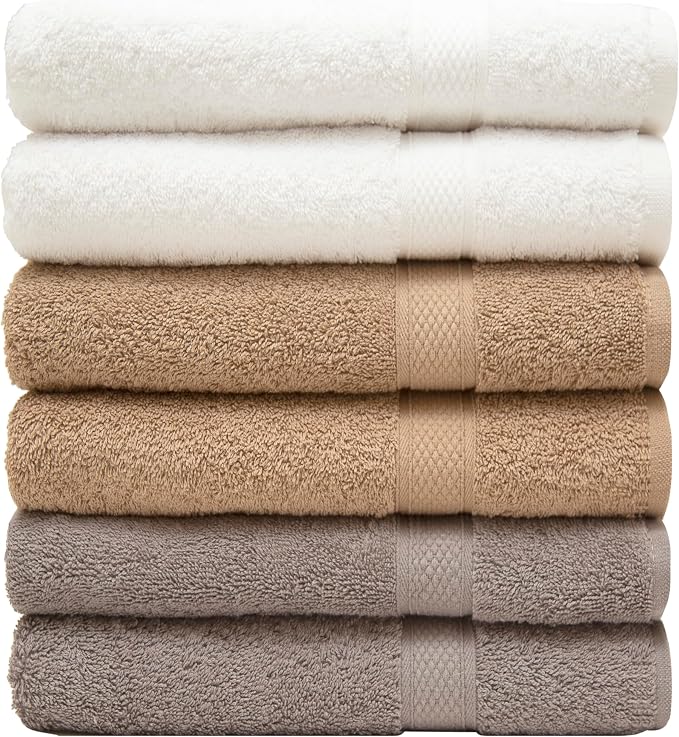 Pleasant Home Bath Towels Set of 6 100% Cotton, 515 GSM | Soft & Highly by PH+Pleasant+Home
