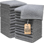 Basic Wash Cloths 12x12 Inches – Bulk Pack of 24 – Grey Color – Soft and by TEXTILA