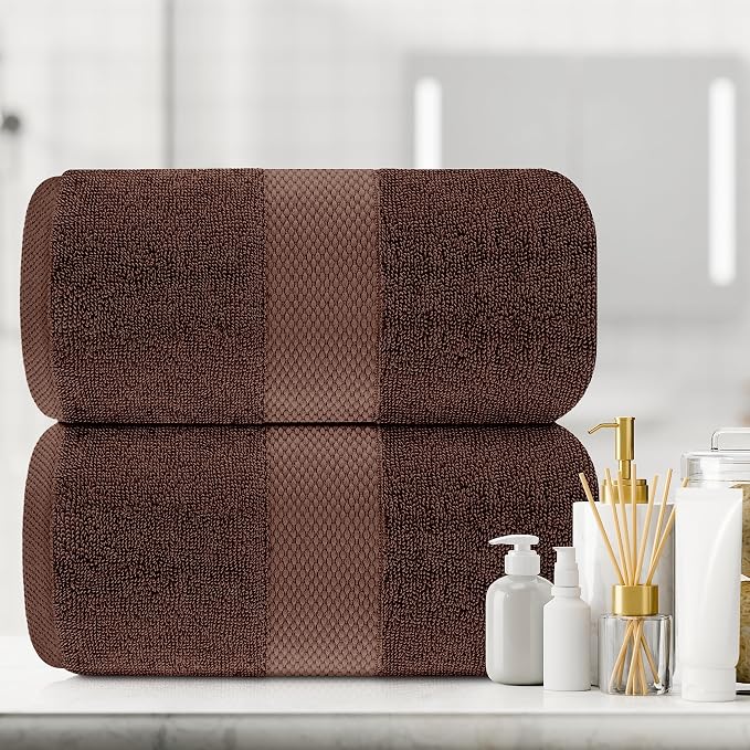 White Classic Luxury Soft Brown Bath Sheet Towels - Image 6